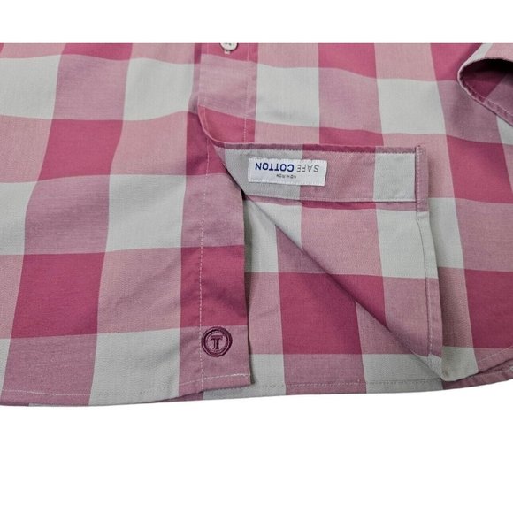 Twillory Tailored Fit Pink Gray Plaid Check Button Up Dress Shirt Men's Medium - Picture 7 of 12
